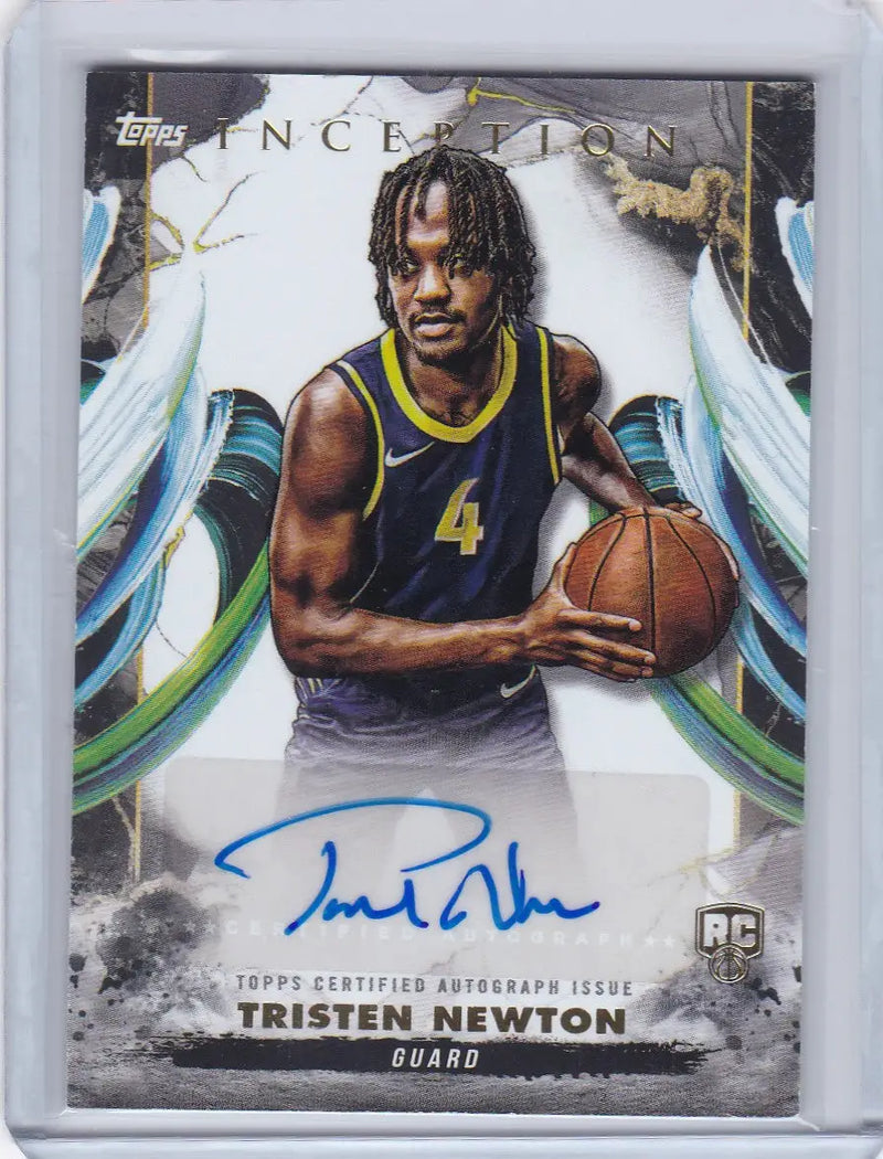 Autographed Tristen Newton basketball trading card from 2025 TOPPS INCEPTION Indiana Pacers
