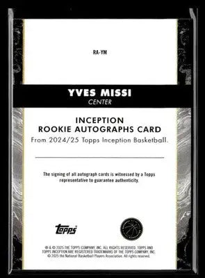 2025 Topps Inception #RA-YM Yves Missi Rookie Autographs - Basketball Card Single