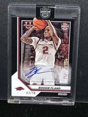 Autographed Boogie Fland basketball card from 2025 Topps Industry Conference Black Parallel Auto
