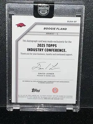 Topps Industry Conference autograph card featuring Boogie Fland Black Parallel Auto /10