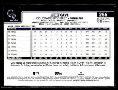 2025 Topps Jake Cave #256 Sandglitter Colorado Rockies