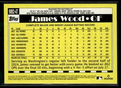 2025 Topps James Wood #90B2-47 1990 Topps Baseball 35th Anniversary Nationals