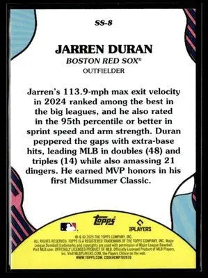 2025 Topps Jarren Duran #SS-8 Summer Superstars Boston Red Sox