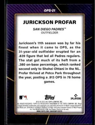 2025 Topps Jurickson Profar #OPS-21 OPS Leaders San Diego Padres