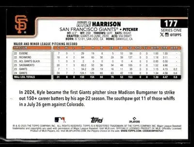 2025 Topps Kyle Harrison #177 San Francisco Giants