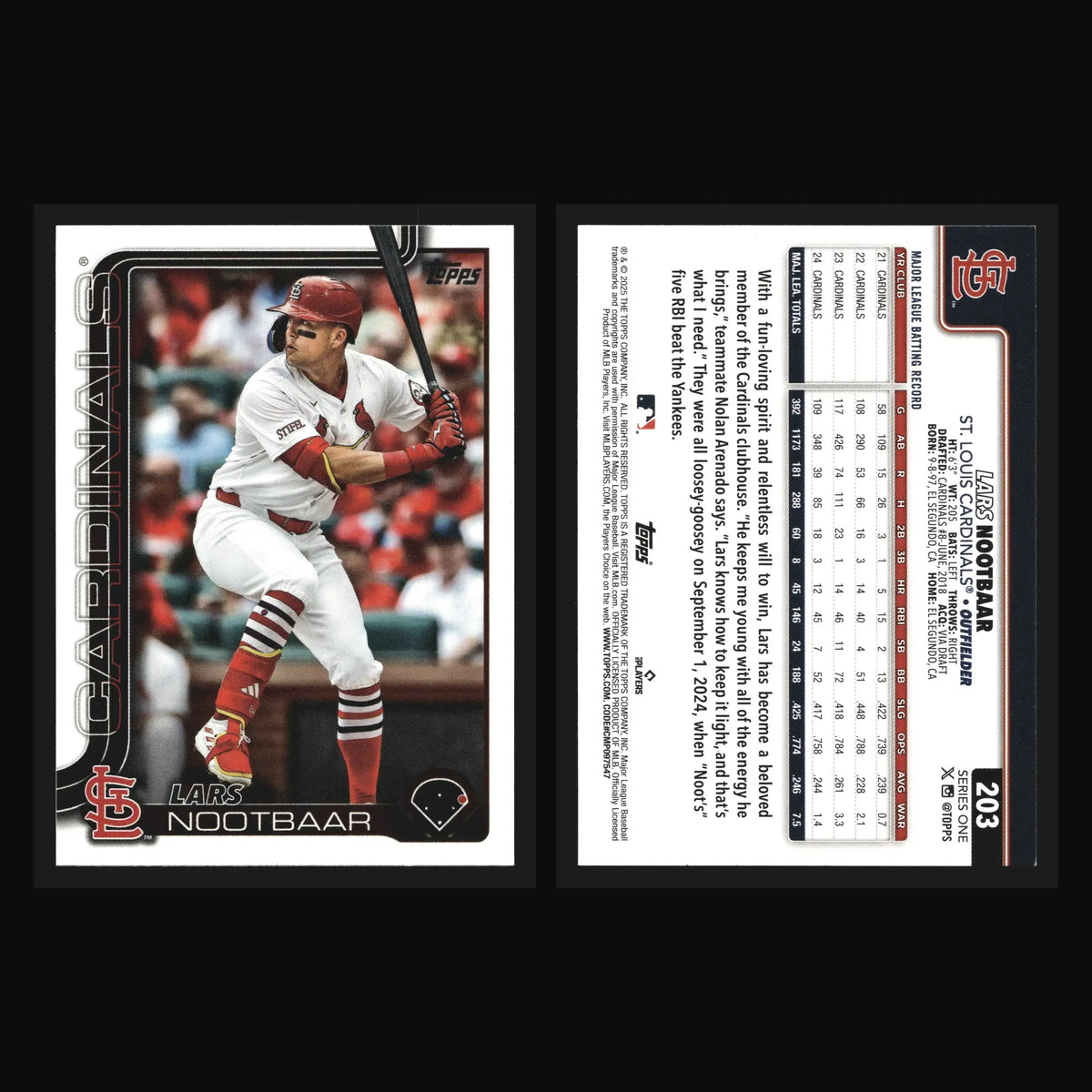 2025 Topps Lars Nootbaar #203 St. Louis Cardinals - Baseball Card Single
