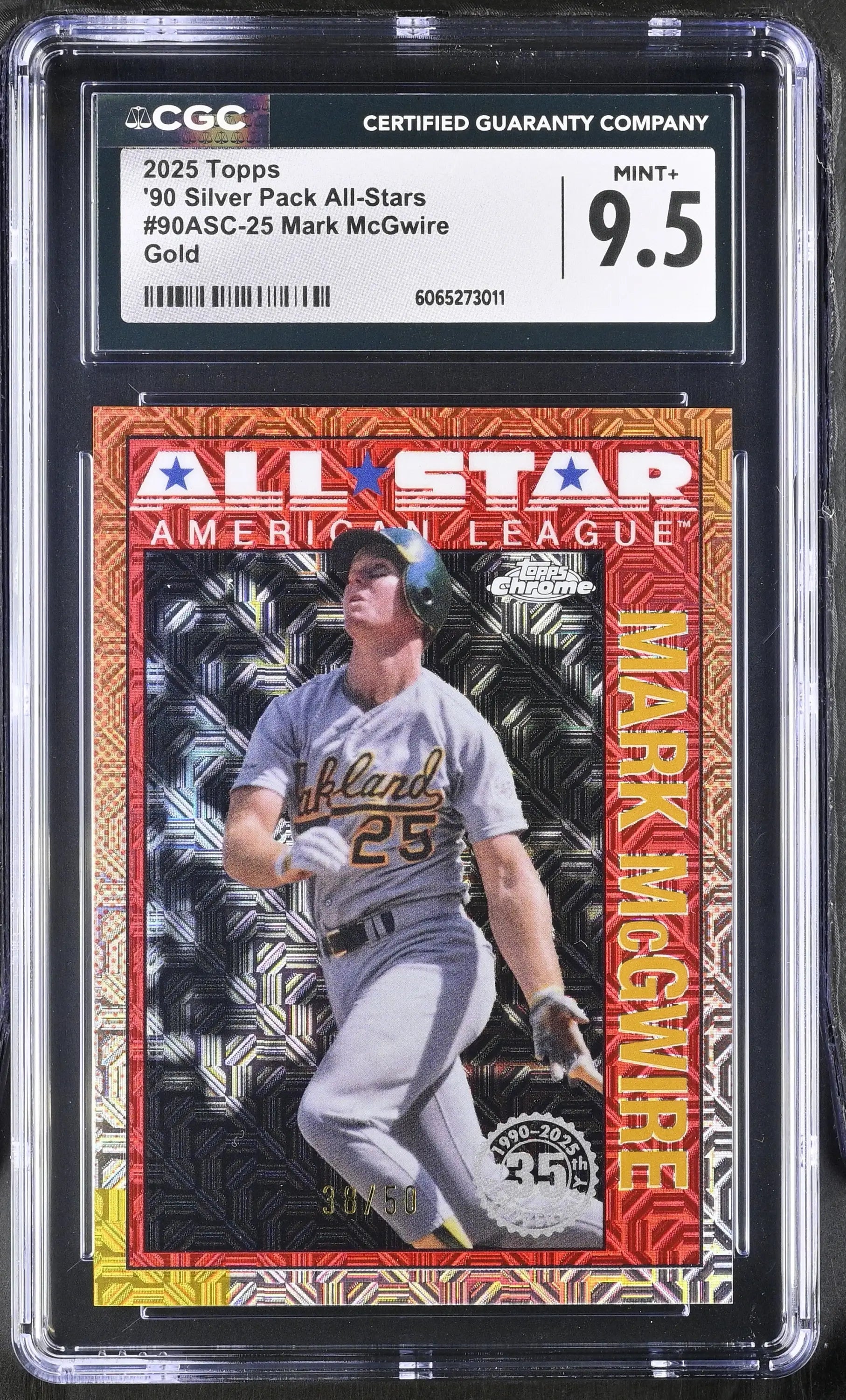2025 Topps Mark McGwire #90ASC-25 CGC 9.5 Silver Pack Gold Refractor #’d /50 - Baseball Card Single