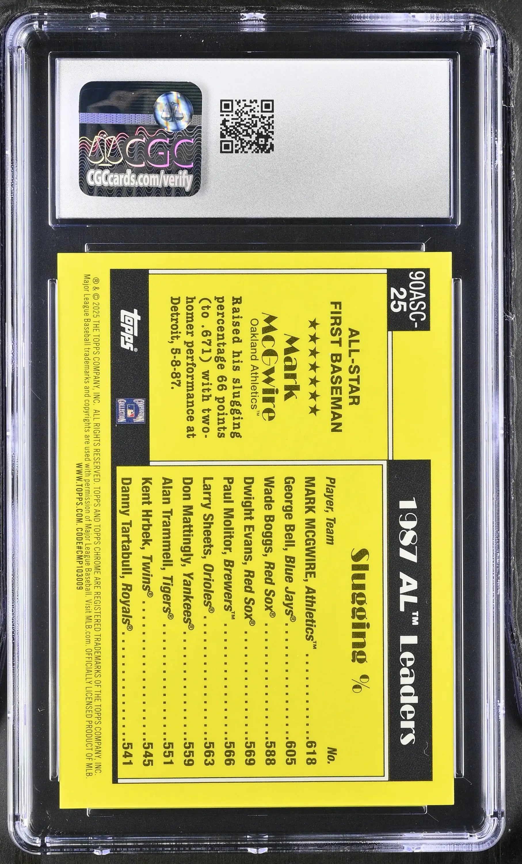 2025 Topps Mark McGwire #90ASC-25 CGC 9.5 Silver Pack Gold Refractor #’d /50 - Baseball Card Single