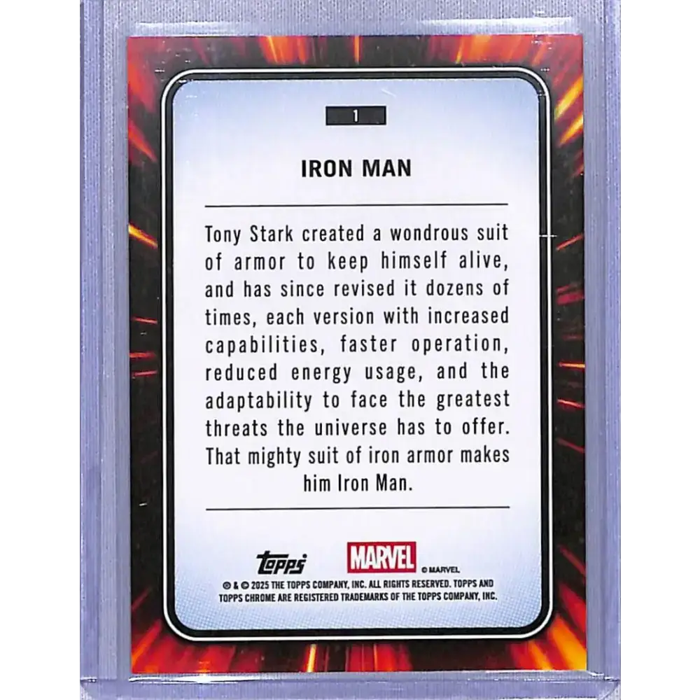 2025 Topps Marvel Chrome #1 Iron Man NM-MT - Marvel Card Single