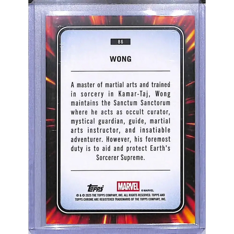 2025 Topps Marvel Chrome #86 Wong NM-MT - Marvel Card Single
