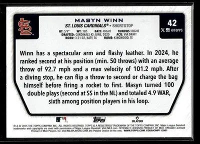 2025 Topps Masyn Winn #42 Flagship Collection (Series Two) St. Louis Cardinals