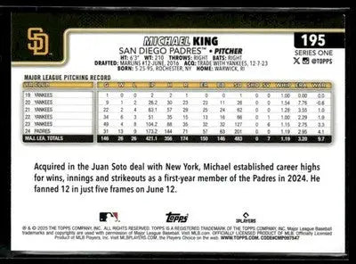 2025 Topps Michael King #195 Rainbow Foil San Diego Padres