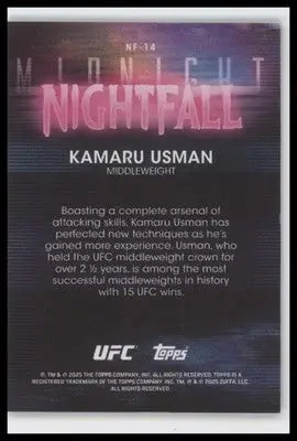 2025 Topps Midnight UFC #NF-14 Kamaru Usman Nightfall Dusk - UFC/MMA Card Single