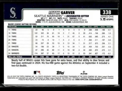 2025 Topps Mitch Garver #338 Rainbow Foil Seattle Mariners