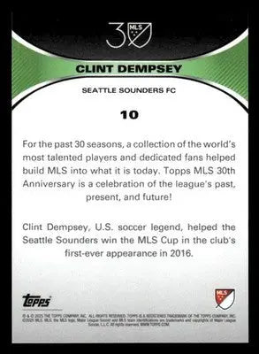2025 Topps MLS 30th Anniversary Collection #10 Clint Dempsey - Soccer Card Single