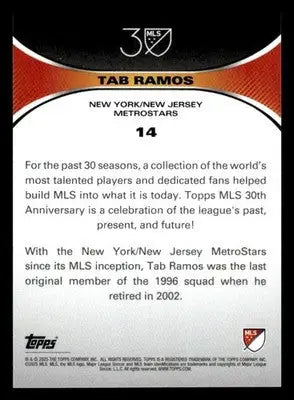 2025 Topps MLS 30th Anniversary Collection #14 Tab Ramos