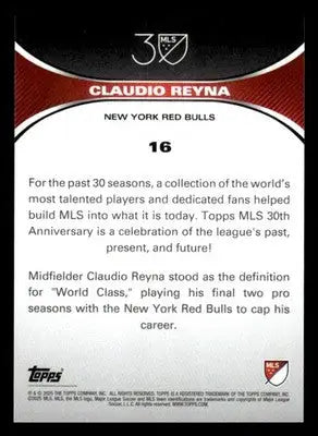 2025 Topps MLS 30th Anniversary Collection #16 Claudio Reyna