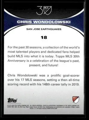 2025 Topps MLS 30th Anniversary Collection #18 Chris Wondolowski