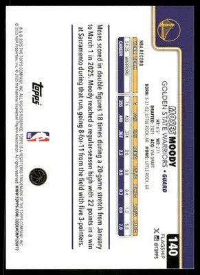 2025 Topps Moses Moody #140 Basketball - Basketball Card Single