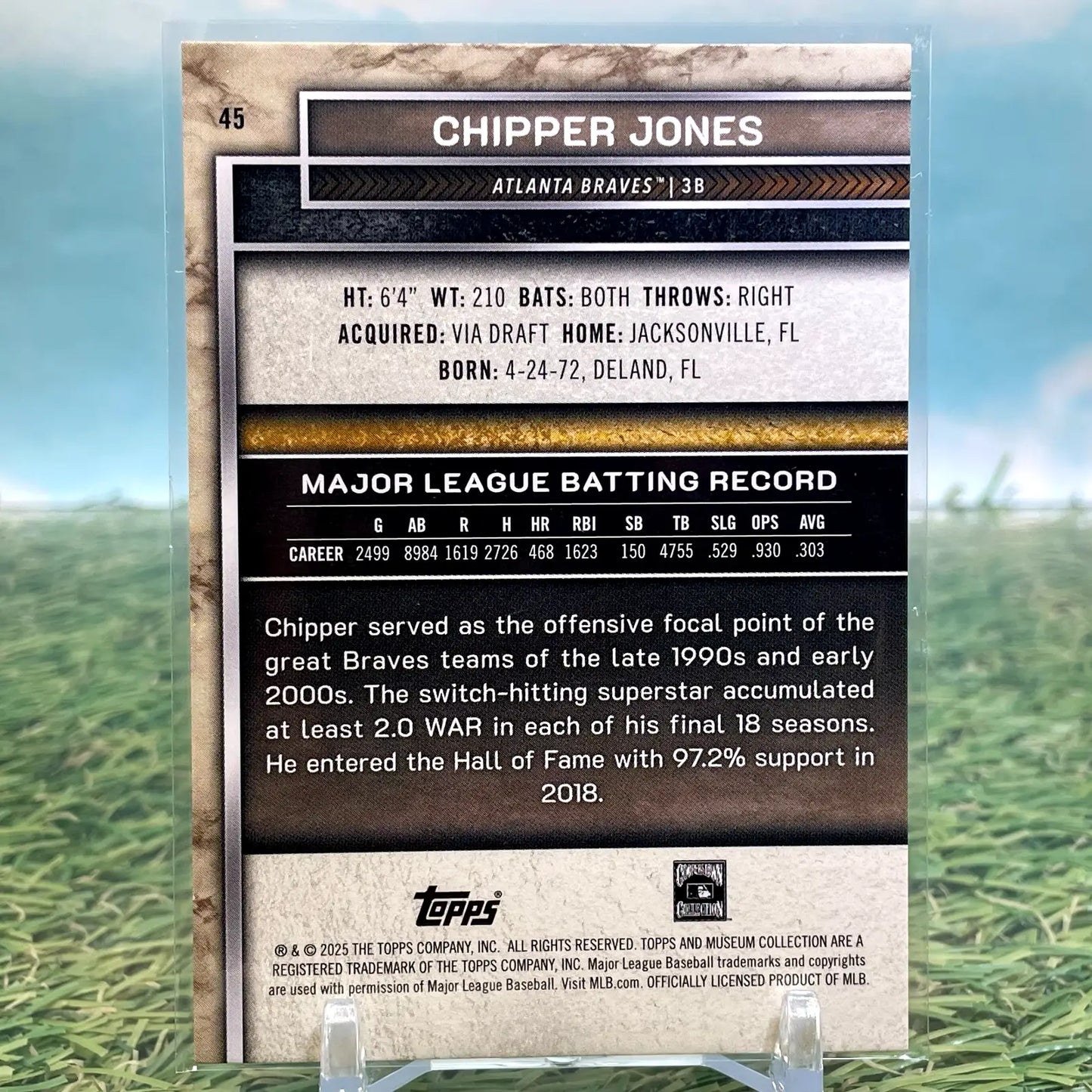 2025 Topps Museum Collection Baseball Chipper Jones #45 Atlanta Braves - Baseball Card Single