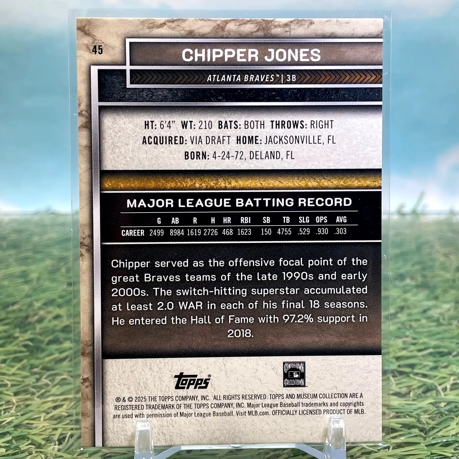 2025 Topps Museum Collection Baseball Chipper Jones #45 Atlanta Braves - Baseball Card Single