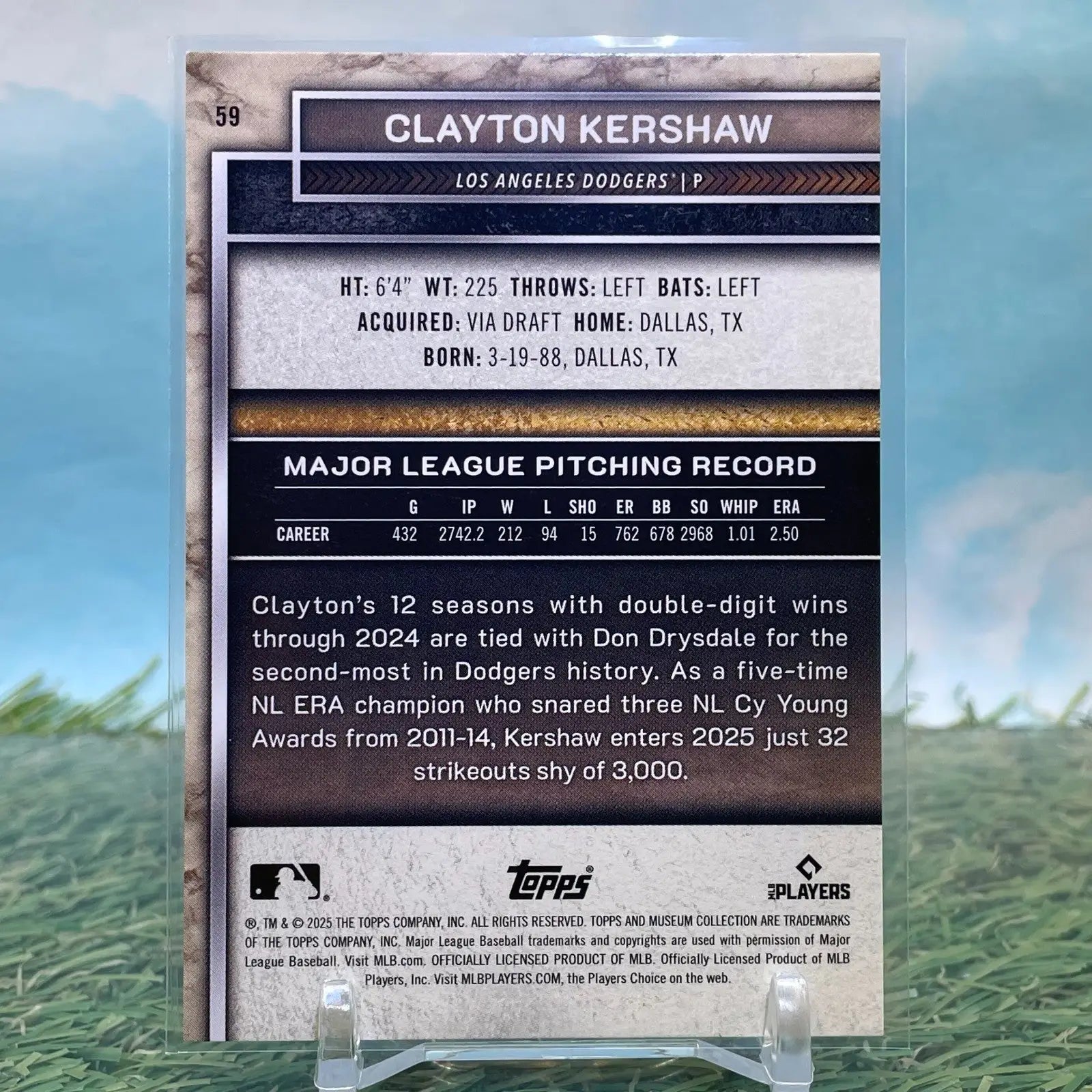 2025 Topps Museum Collection Clayton Kershaw #59 Gold /249 Dodgers - Baseball Card Single
