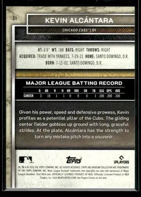 2025 Topps Museum Collection Kevin Alcántara #31 Ruby SN,RC #/75 Chicago Cubs