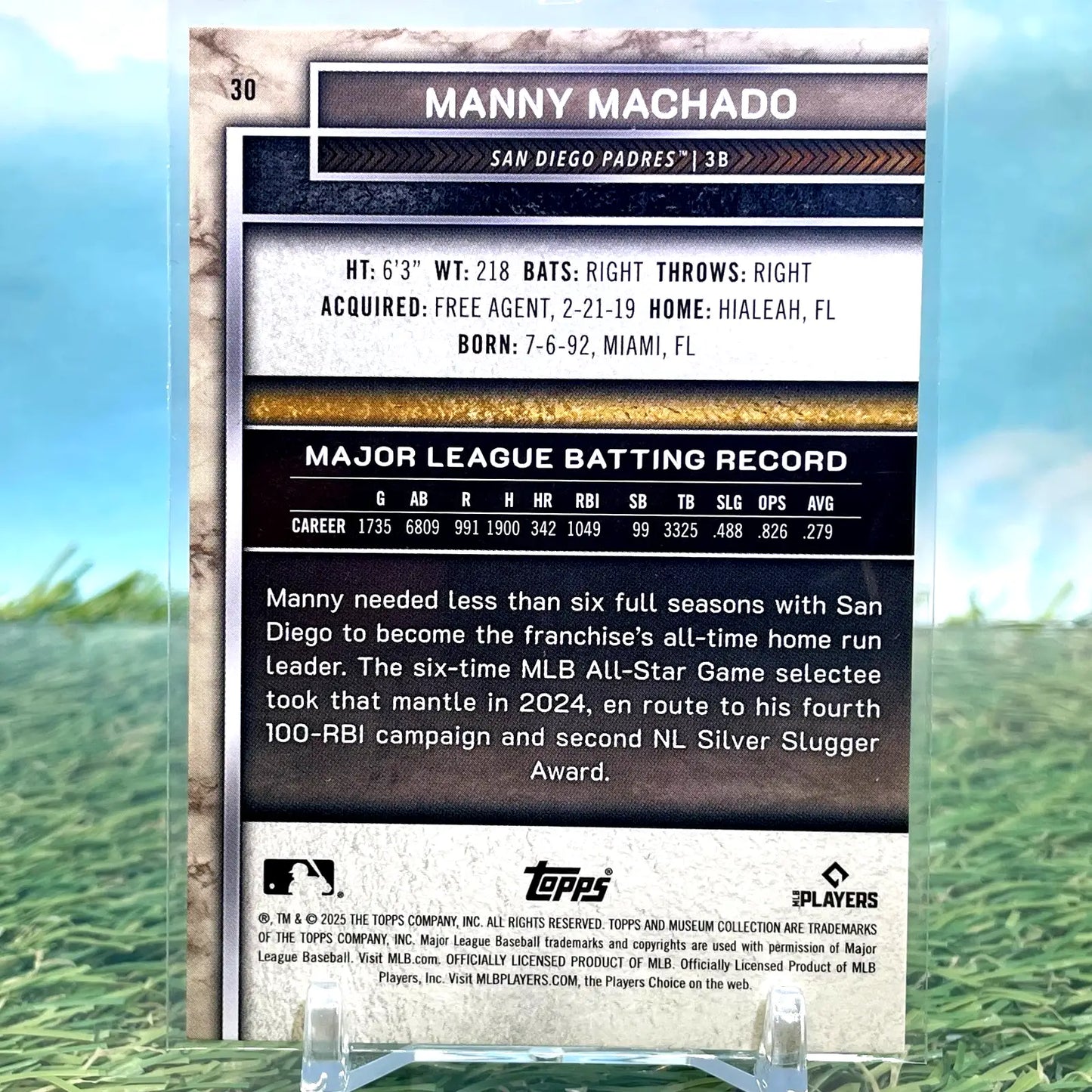 2025 Topps Museum Collection Manny Machado #30 San Diego Padres - Baseball Card Single