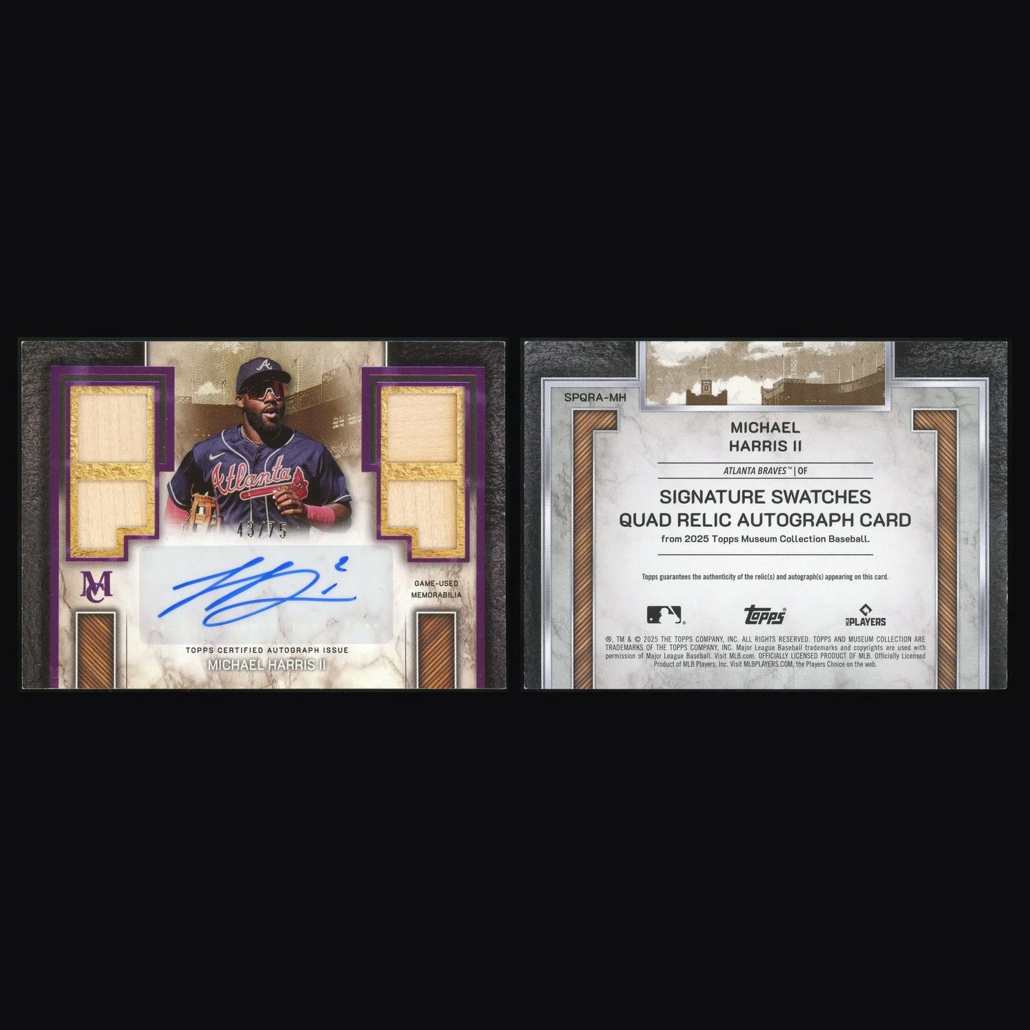 2025 Topps Museum Collection #SPQRA-MH Michael Harris II Pink Sapphire /75 Auto - Baseball Card Single