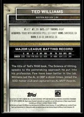 2025 Topps Museum Collection Ted Williams #16 Boston Red Sox