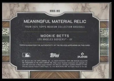 2025 Topps Museum Mookie Betts #MMR-MB Meaningful Material Gold MEM #/49 Dodgers