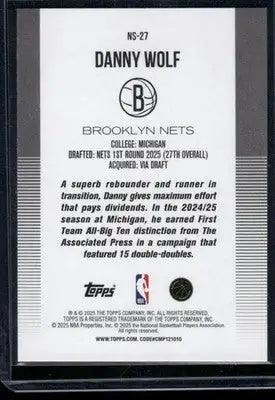 2025 Topps New School Danny Wolf #NS-27 RC Basketball - Basketball Card Single