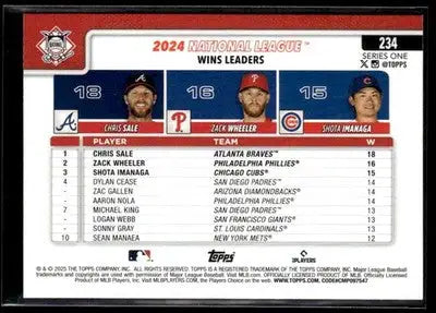 2025 Topps NL Wins Sale/Wheeler/Imanaga #234 Sandglitter
