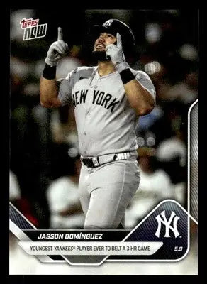 2025 Topps Now #159 Jasson Dominguez Youngest Yankee w 3-HR Game - Baseball Card Single