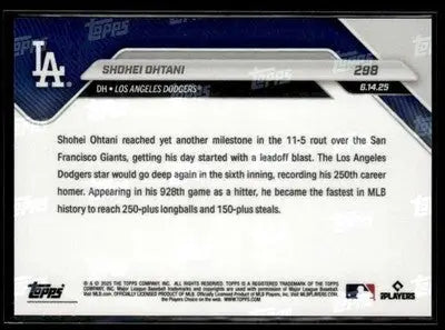 2025 Topps Now #298 Shohei Ohtani 250th Home Run - Baseball Card Single