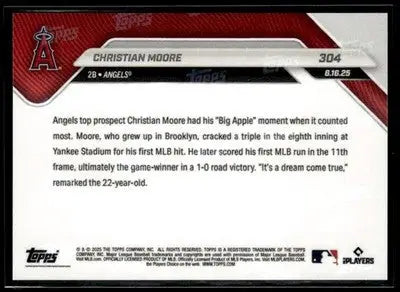 2025 Topps Now #304 Christian Moore 1st MLB Hit - Baseball Card Single