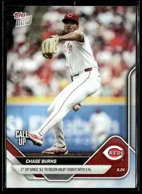 2025 Topps Now #345 Chase Burns 1st SP since ’61 to debut with 5 K’s - Baseball Card Single