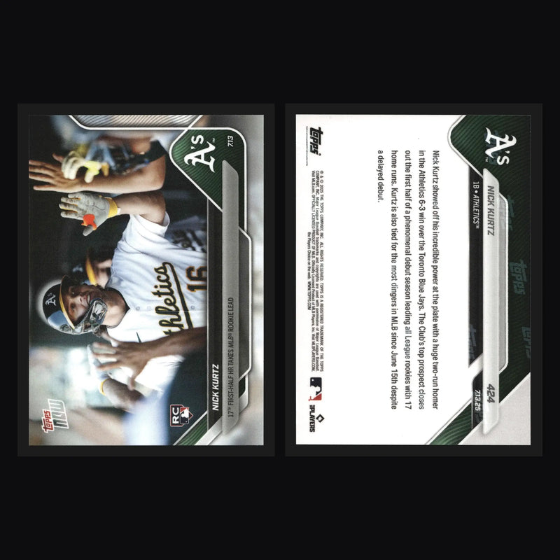 2025 Topps NOW #424 Nick Kurtz Athletics RC 17 1st-Half HR Lead