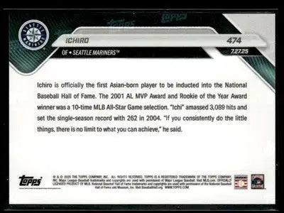 2025 Topps Now #474 Icihiro 2025 Hall of Fame Inductee - Baseball Card Single