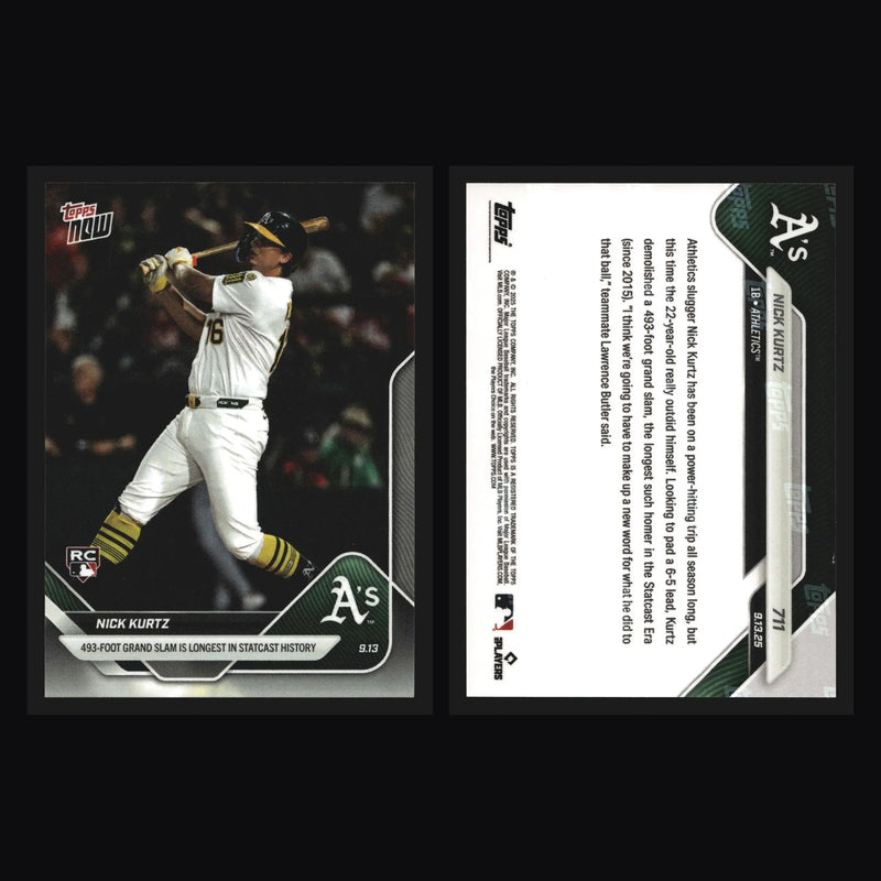 2025 Topps NOW #711 Nick Kurtz A’s RC 493-Foot Grand Slam