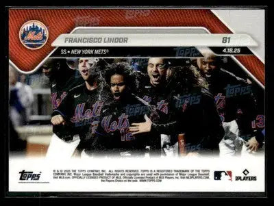 2025 Topps Now #81 Francisco Lindor 250th Career Walk-Off HR - Baseball Card Single