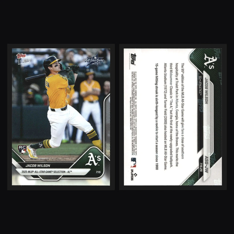 2025 Topps NOW #ASG-JW Jacob Wilson Athletics RC MLB All-Star Game Selection AL - Baseball Card Single