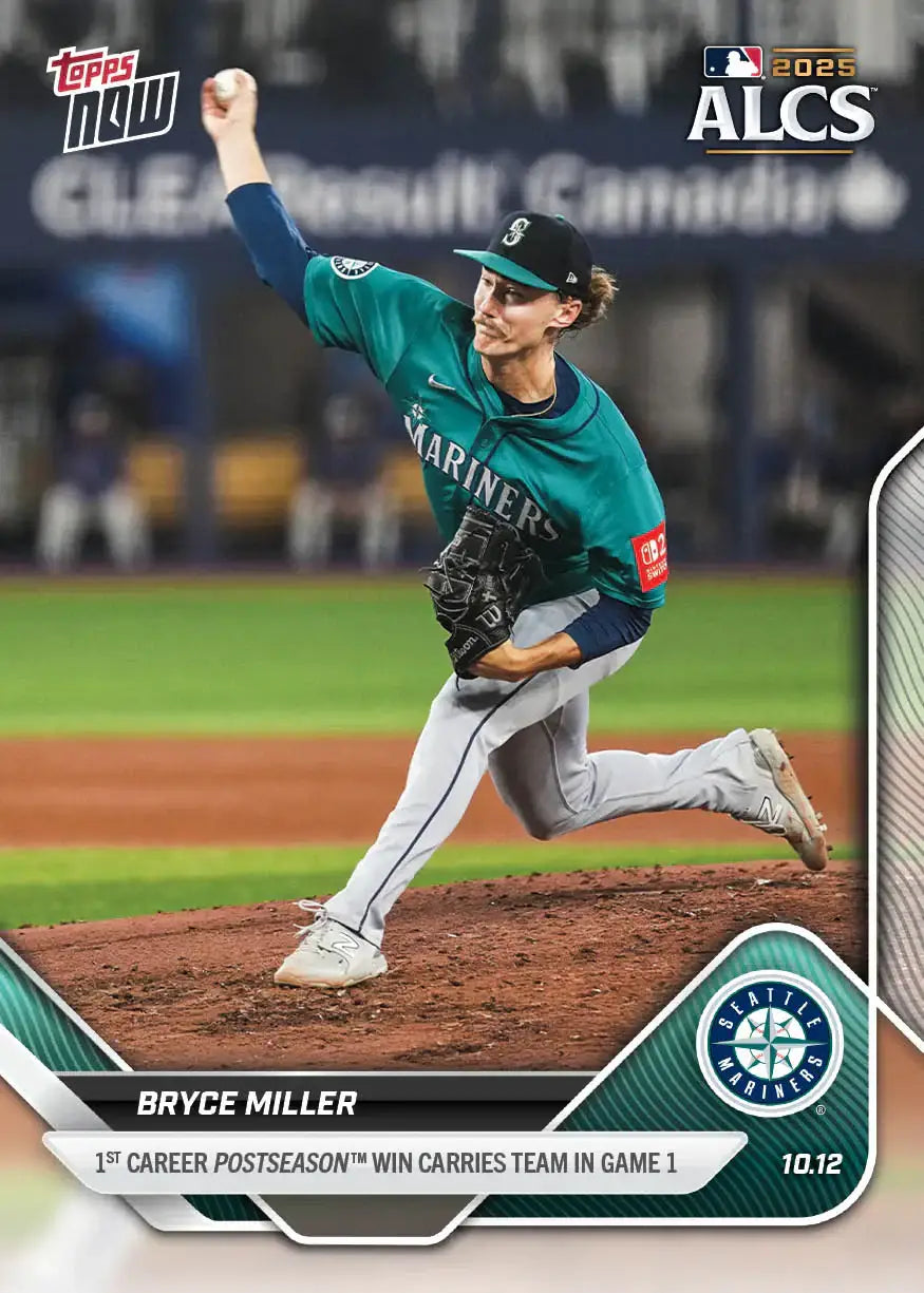 2025 Topps Now Bryce Miller Card 862 1st Career Postseason Win Mariners - Baseball Card Single