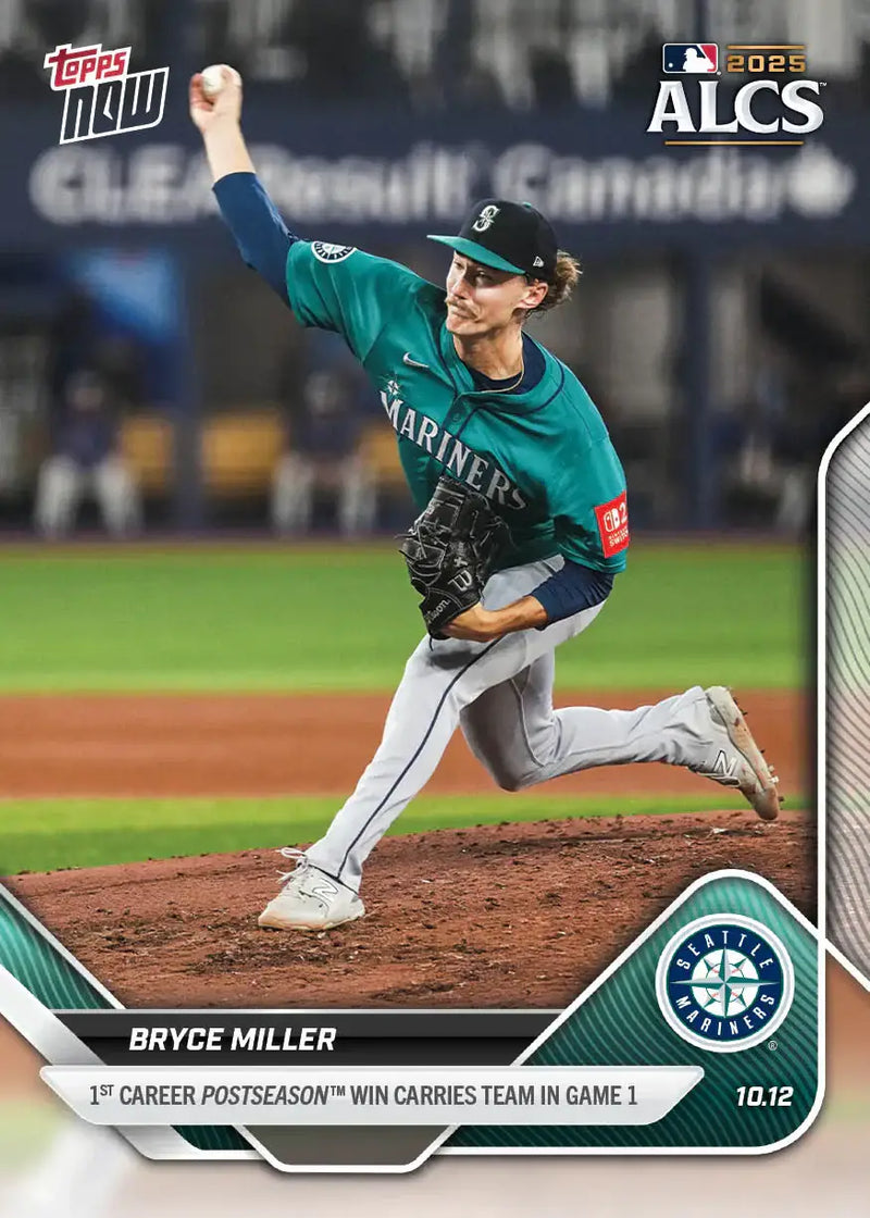 2025 Topps Now Bryce Miller Card 862 1st Career Postseason Win Mariners - Baseball Card Single