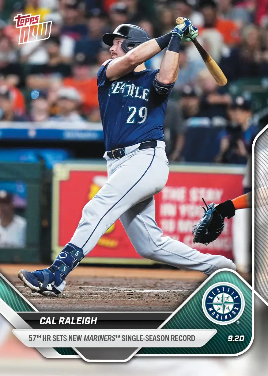 2025 Topps Now Cal Raleigh Card 741 57th HR Mariners Record - Baseball Card Single
