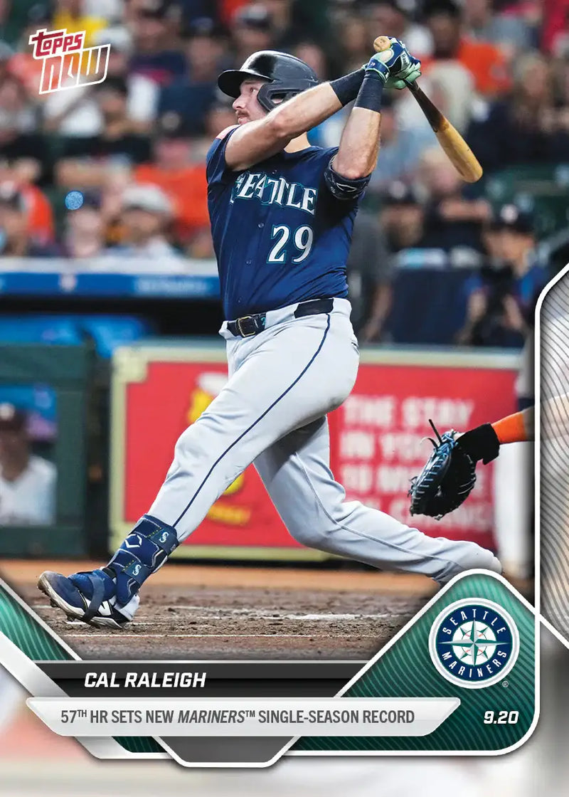 2025 Topps Now Cal Raleigh Card 741 57th HR Mariners Record - Baseball Card Single