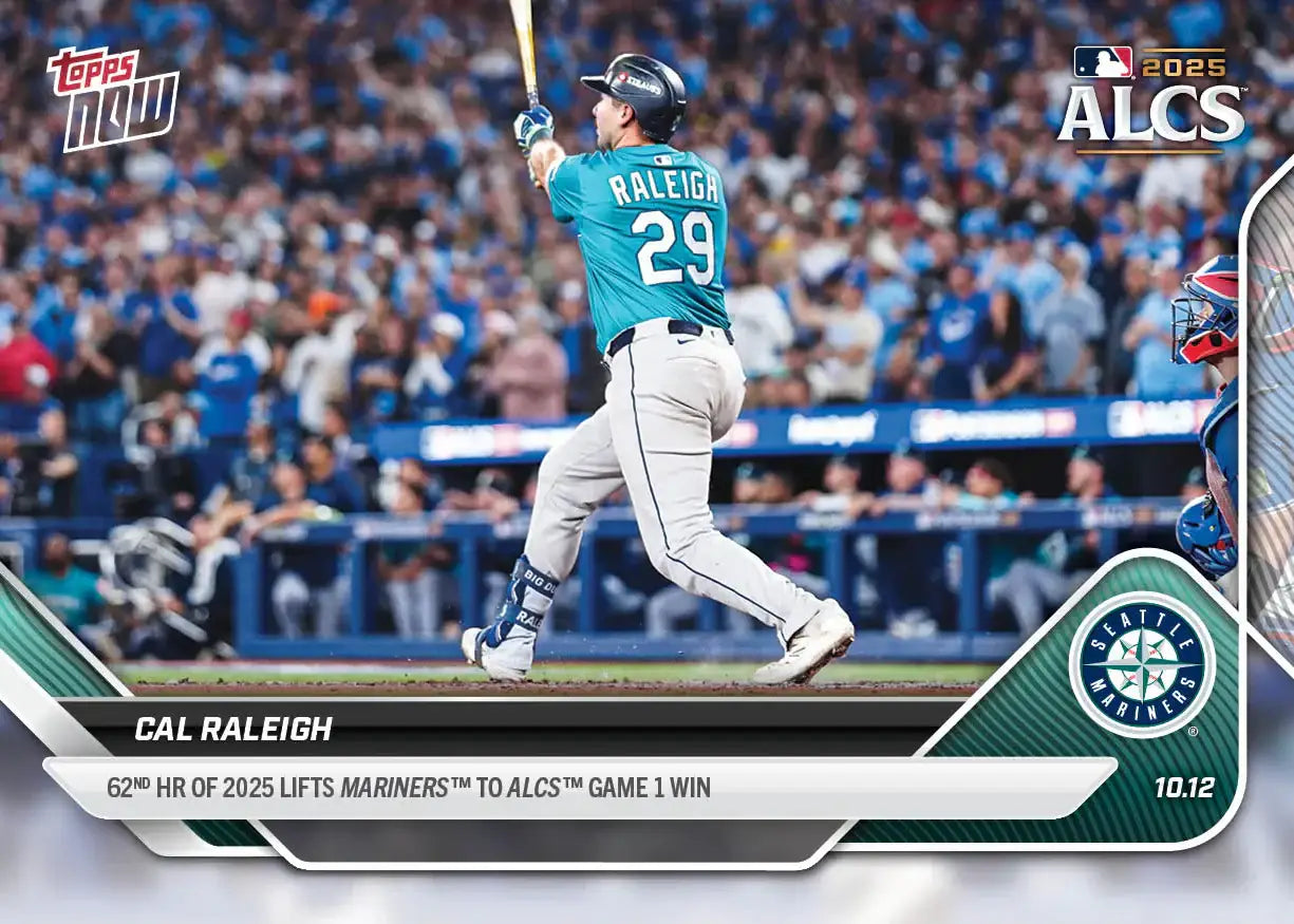 2025 Topps Now Cal Raleigh Card 860 62nd HR Mariners ALCS Game 1 Win - Baseball Card Single