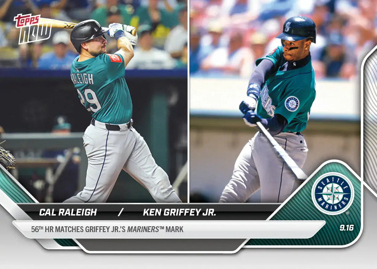2025 Topps Now Cal Raleigh & Ken Griffey Jr. Card 720 56th HR - Sports Cards - Baseball Single
