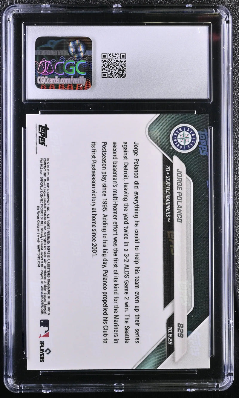 2025 Topps Now Jorge Polanco Card 829 Gold Foil 28/50 CGC 9 Mint - Baseball Card Single