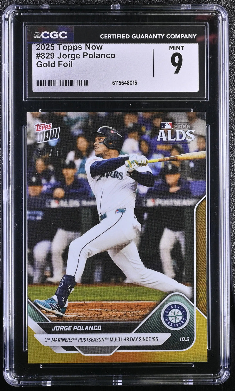 2025 Topps Now Jorge Polanco Card 829 Gold Foil 28/50 CGC 9 Mint - Baseball Card Single